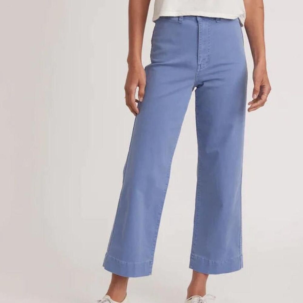 Marine Layer Bridget Slim Wide Leg Cotton Crop Pant Marlin Blue Size 0
